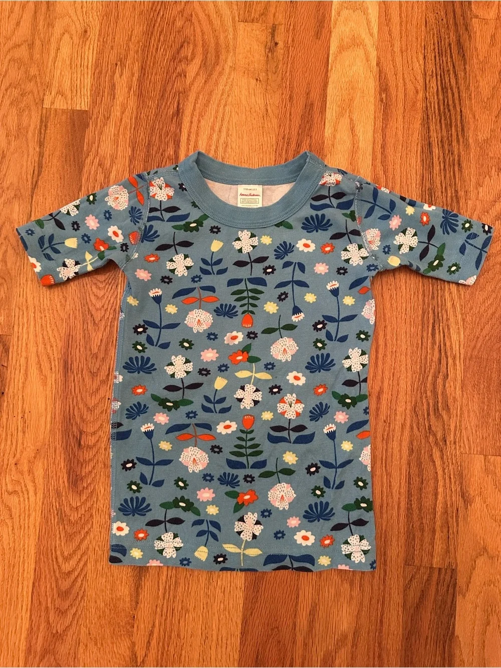 Hanna Andersson Size 110 5 Blue Scandi Floral Short Sleeve Pajama Set Cotton